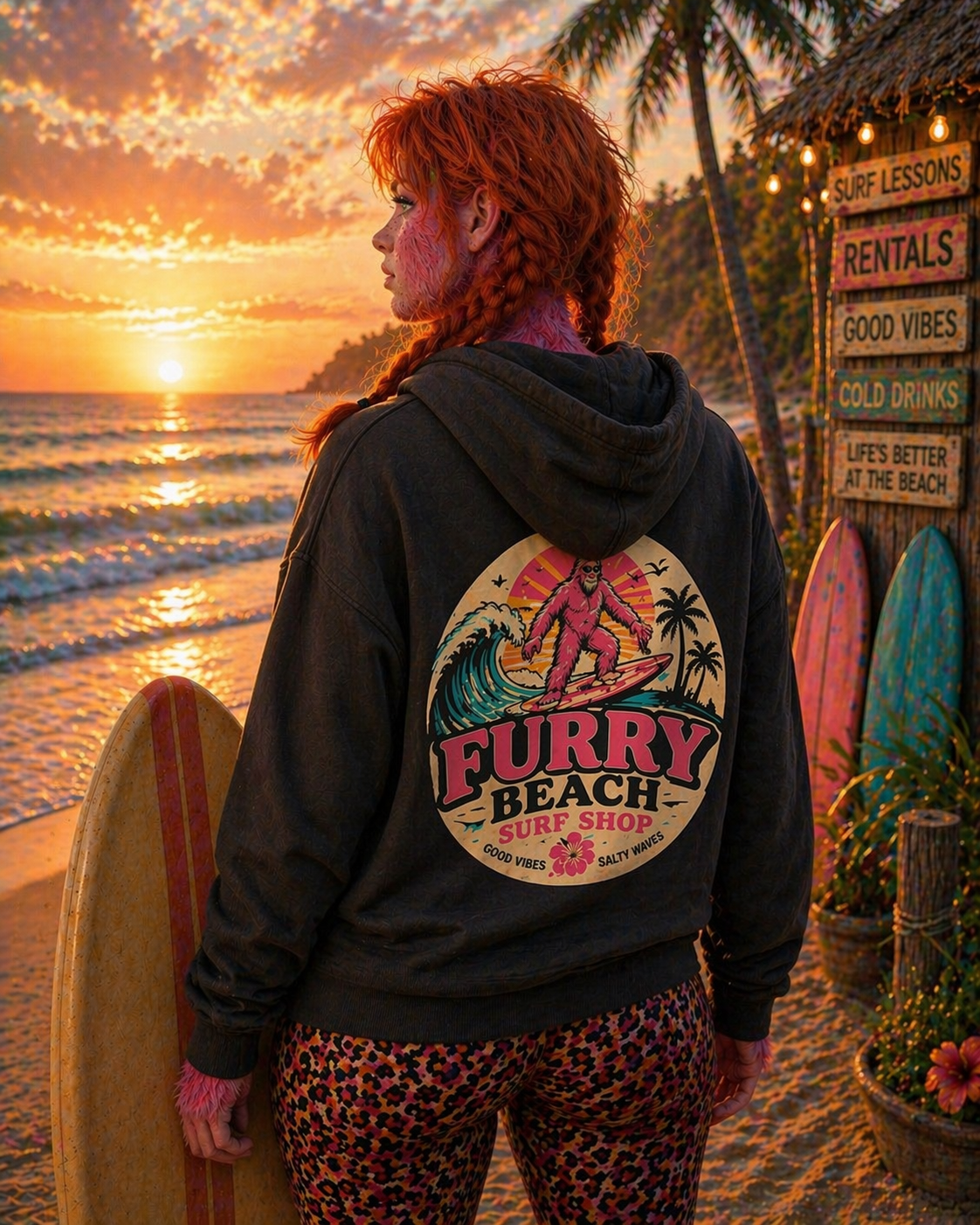 Furry Beach Vibe Hoodie